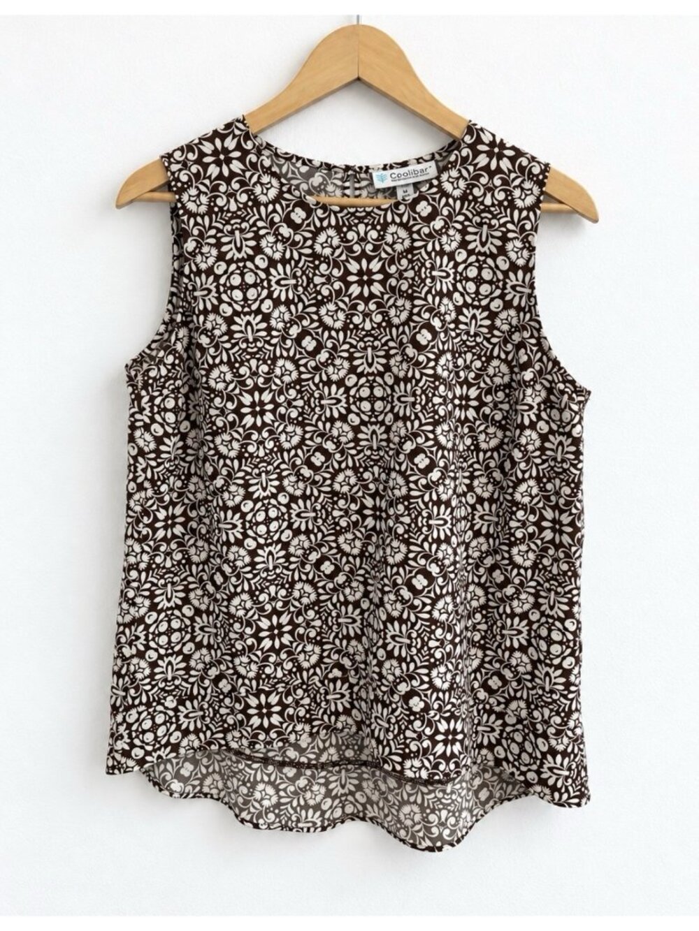 Coolibar St Tropez Swing Tank Top UPF 50+ Floral Brown Cream Women’s M